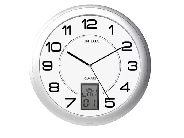 Een Horloge murale Unilux Instinct Ø30,5cm gris argenté/blanc koop je bij QuickOffice BV