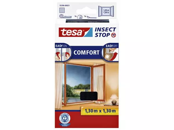 Een Insectenhor tesa® Insect Stop COMFORT raam 1,3x1,3m zwart koop je bij NiceSupplies.nl