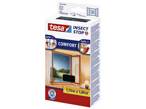 Een Insectenhor tesa® Insect Stop COMFORT raam 1,7x1,8m zwart koop je bij NiceSupplies.nl