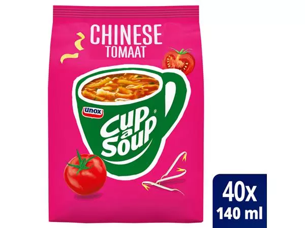 Een Cup-a-Soup Unox machinezak Chinese tomaat 140ml koop je bij Van Leeuwen Boeken- en kantoorartikelen
