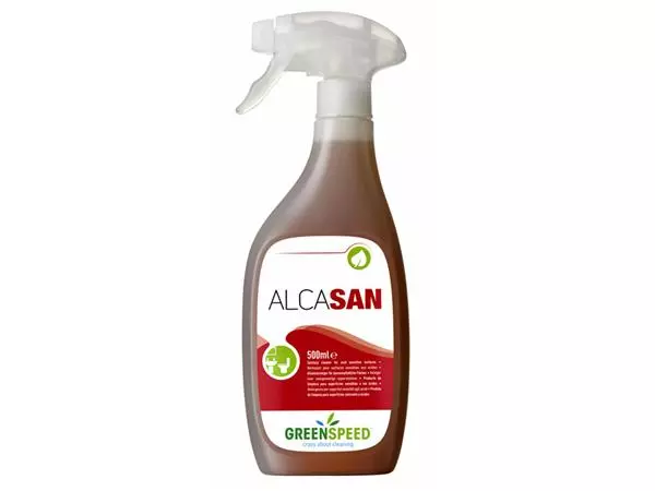 Een Santairreiniger Greenspeed Alcasan spray 500ml koop je bij Totaal Kantoor Goeree