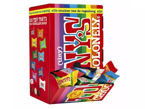 Een Chocolade Tony's Chocolonely tiny mix doos 100 st koop je bij Buro De Peuter