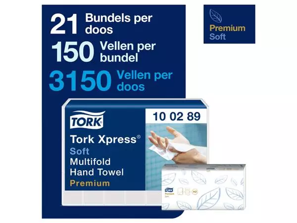 Een Handdoek Tork Xpress H2 multifold Premium 2-laags wit 100289 koop je bij NiceSupplies.nl