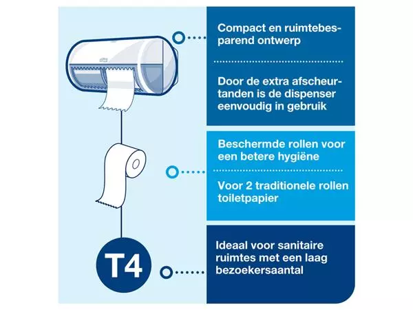 Een Toiletpapier Tork T4 traditioneel premium 3-laags 250 vel wit 110316 koop je bij NiceSupplies.nl