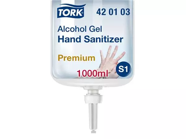 Een Alcoholgel Tork S1 voor handdesinfectie ongeparfumeerd 1000ml 420103 koop je bij Van Hoye Kantoor BV