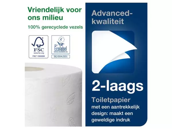 Een Toiletpapier Tork Mini Jumbo T2 advanced 2-laags 12 rollen wit 120280 koop je bij Kantoorvakhandel van der Heijde