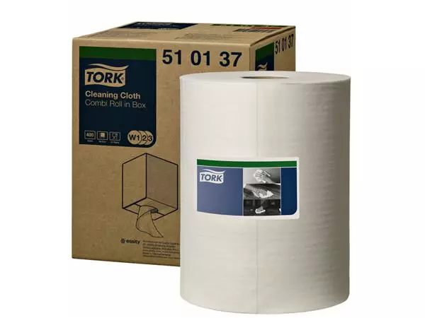 Een Reiningingsdoek Tork W1 herbruikbaar nonwoven 400 vel wit 510137 koop je bij L&N Partners voor Partners B.V.