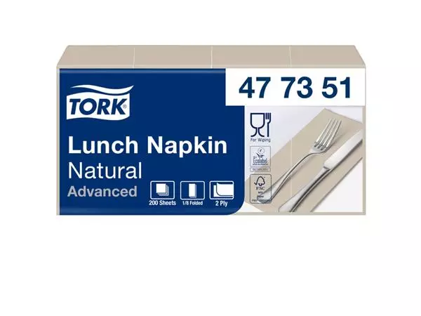 Een Servetten Tork Enviromental Print 1/8 gevouwen 2-laags 200st Natural 477351 koop je bij De Angelot