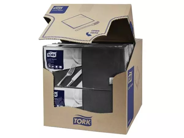 Een Servetten Tork 2-laags 1/4 gevouwen 200st zwart 477148 koop je bij De Angelot