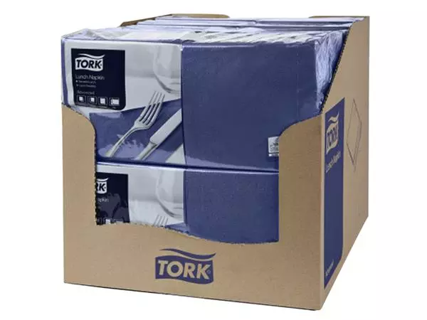 Een Servetten Tork 2-laags 1/4 gevouwen 200 stuks donkerblauw 477215 koop je bij Unimark Office B.V.