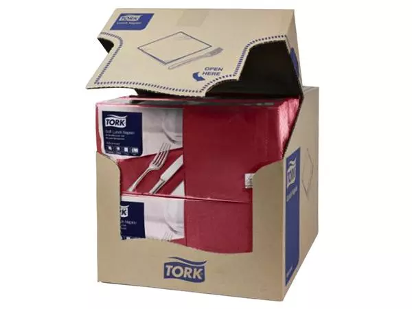 Een Servetten Tork 2-laags 1/4 gevouwen 200 stuks bordeaux 477213 koop je bij Unimark Office B.V.