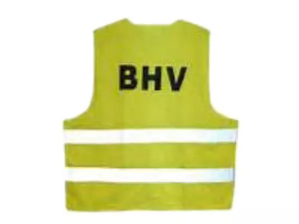 Een Veiligheidsvest Leina met opdruk "BHV " geel koop je bij Totaal Kantoor Goeree