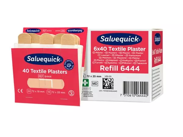 Een Pleister Salvequick navulling textiel 6 kaarten à 40 stuks 6444 koop je bij NiceSupplies.nl