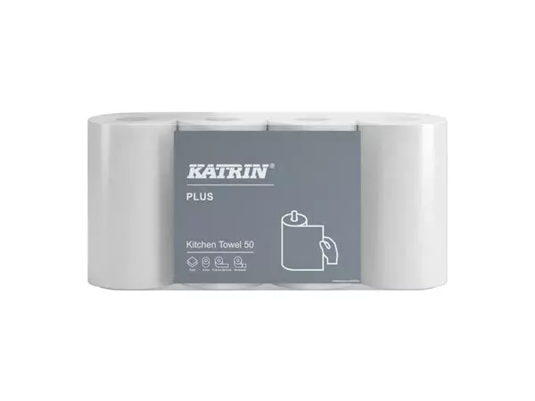 Een Keukenrol Katrin Plus 2-laags wit 4 rollen koop je bij Van Leeuwen Boeken- en kantoorartikelen