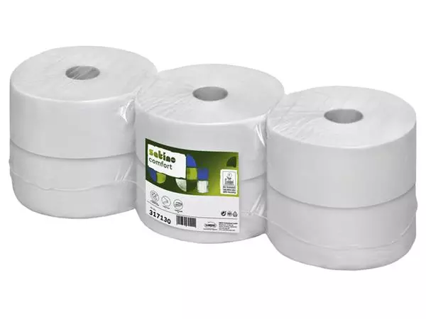 Een Toiletpapier Satino Comfort JT2 2-laags 380m wit 317130 koop je bij MV Kantoortechniek B.V.