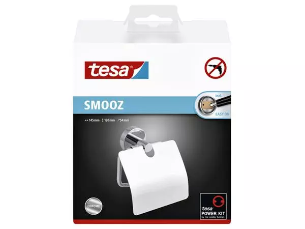 Een Toiletrolhouder met deksel tesa® Smooz hoogglans verchroomd metaal zelfklevend koop je bij NiceSupplies.nl