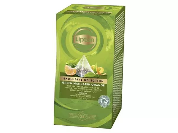 Een Thee Lipton Exclusive groene thee mandarijn sinaasappel 25 pramidezakjesx2gr koop je bij MV Kantoortechniek B.V.
