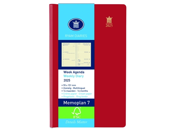 Een Agenda 2025 Ryam Memoplan 7 Suprema 7dagen/2pagina's ringplastic assorti koop je bij NiceSupplies.nl