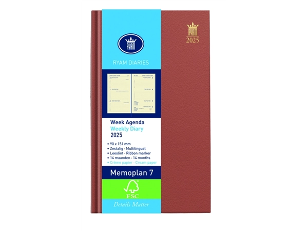 Een Agenda 2025 Ryam Memoplan 7 Nappa 7 jours/2 pages assorti koop je bij Van Hoye Kantoor BV