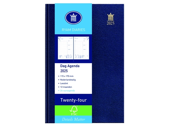 Een Agenda 2025 Ryam Twenty-four Mundior 1dag/1pagina blauw koop je bij QuickOffice BV