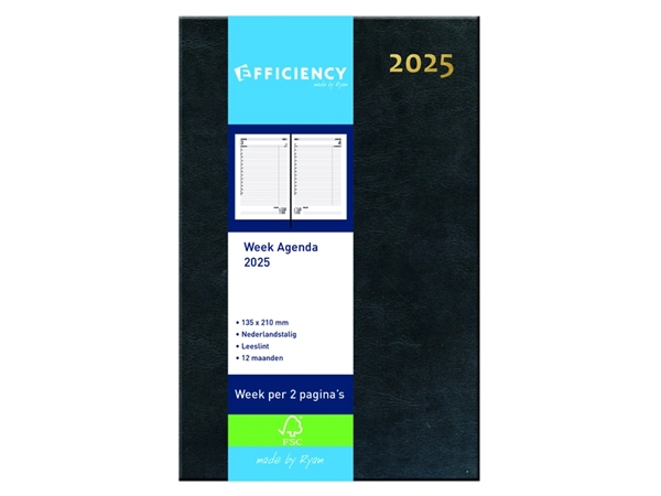 Buy your Agenda 2025 Ryam Efficiency Baladek 7dagen/2pagina's zwart at QuickOffice BV