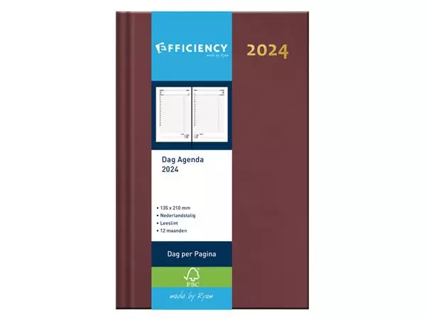 Een Agenda 2025 Ryam Efficiency Baladek 1dag/1pagina bordeaux koop je bij Alles voor uw kantoor