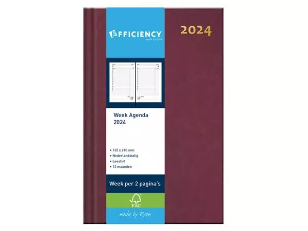 Buy your Agenda 2025 Ryam Efficiency Baladek 7dagen/2pagina's bordeaux at QuickOffice BV