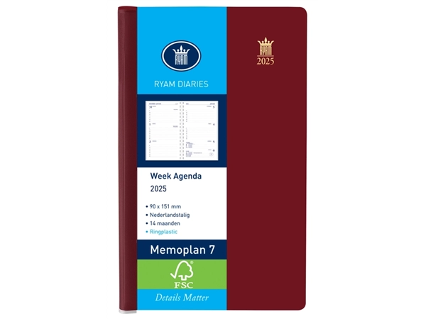 Een Agenda 2025 Ryam Memoplan 7 Suprema 7 jours/ 2 pages bordeaux koop je bij QuickOffice BV