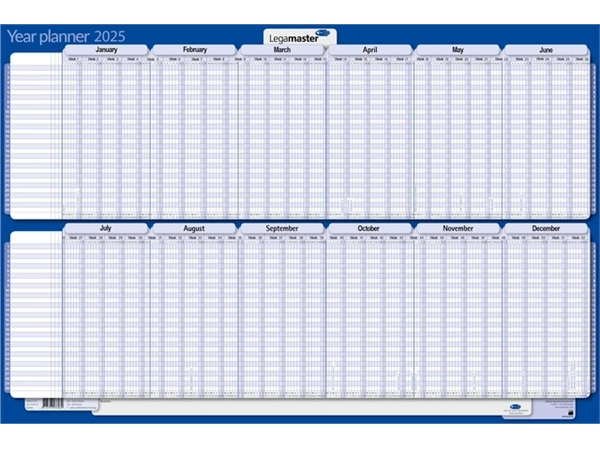 Een Projectplanner 2025 Legamaster 90x60cm horizontaal gelamineerd Engelstalig koop je bij Van Hoye Kantoor BV