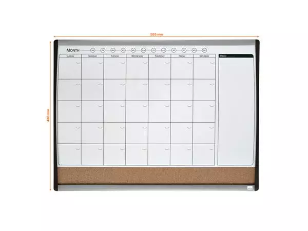 Een WHITEBOARD NOBO PLANNER PRIKBORD 585X430MM koop je bij Kantoorvakhandel van der Heijde