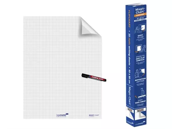 Een Magic-Chart Legamaster flipchart 60x80cm wit met ruit koop je bij EconOffice