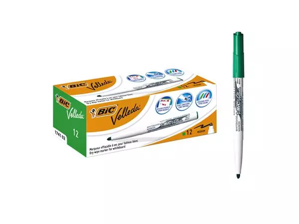 Een Viltstift Bic Velleda 1741 whiteboard rond medium groen koop je bij Ziffo Kantoorcentrum BV