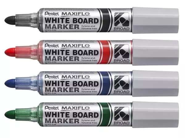 Een Viltstift Pentel MWL5M Maxiflo whiteboard rond 3mm rood koop je bij MV Kantoortechniek B.V.