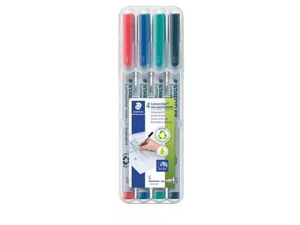 Een Viltstift Staedtler Lumocolor 311 non permanent S set à 4 assorti koop je bij Alles voor uw kantoor