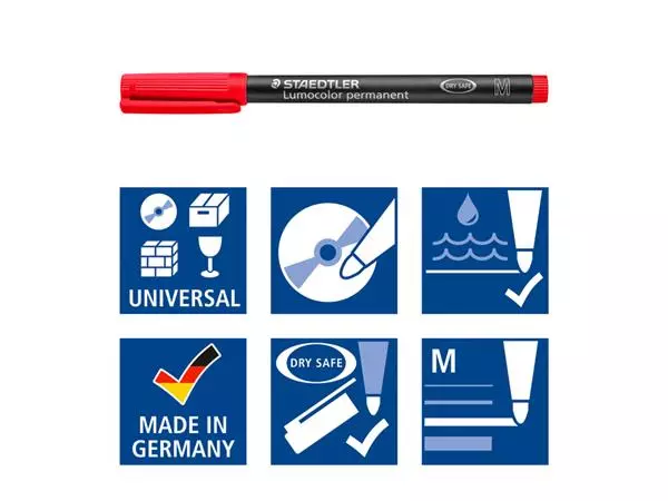 Een Viltstift Staedtler Lumocolor 317 permanent M set à 3 +1 stuk gratis koop je bij NiceSupplies.nl