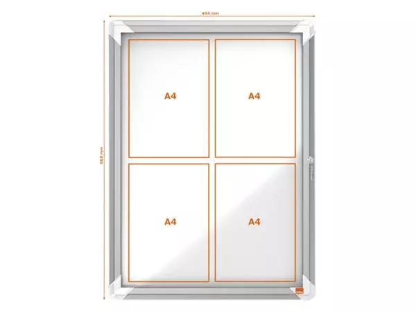 Een Buitenvitrine Nobo Premium Plus 4x A4 draaideur magnetisch koop je bij Buro De Peuter