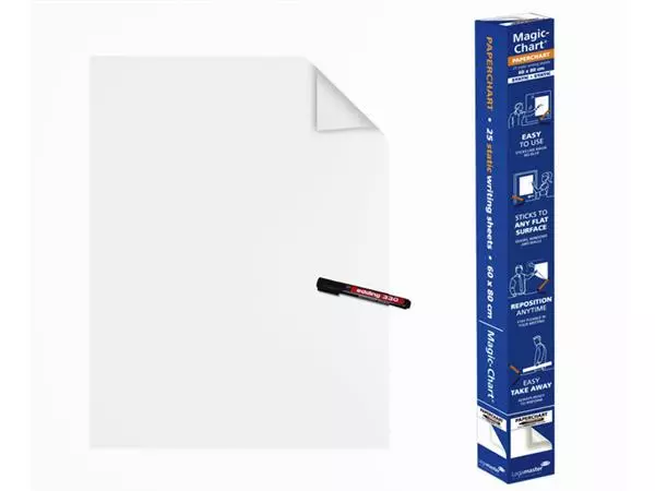 Een Magic-Chart Legamaster Paperchart folie 60x80cm wit koop je bij Van Leeuwen Boeken- en kantoorartikelen