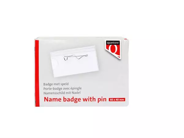 Een Badge Quantore met speld 40x60mm koop je bij NiceSupplies.nl