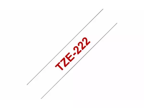 Een Labeltape Brother P-touch TZe-222 standaard 9mm rood op wit koop je bij Buro De Peuter