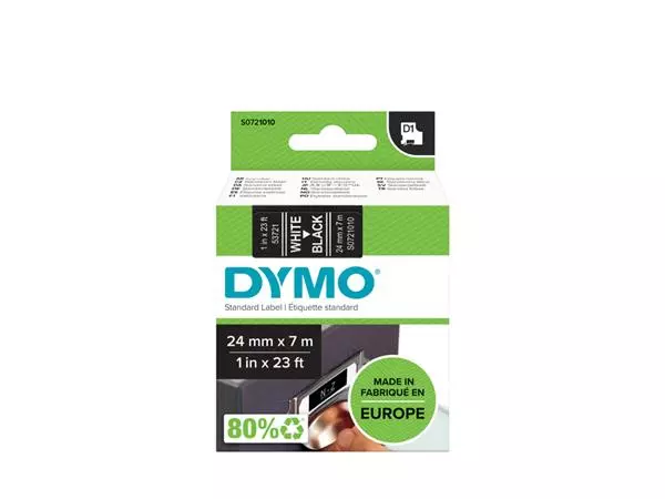Een Labeltape Dymo LabelManager D1 polyester 24mm wit op zwart koop je bij KantoorProfi België BV