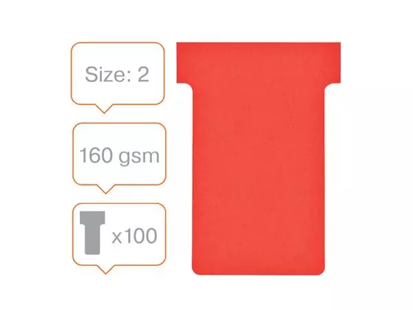 Een Planbord T-kaart Nobo nr 2 48mm rood 100 stuks koop je bij NiceSupplies.nl