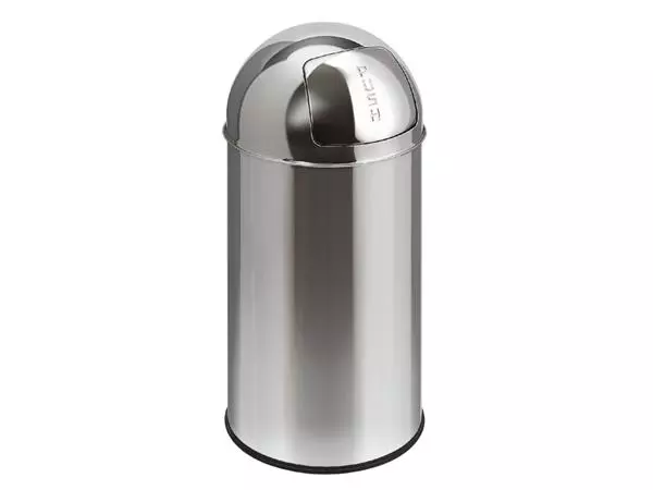 Een Afvalbak Pushcan met pushdeksel 40liter zilver koop je bij L&N Partners voor Partners B.V.