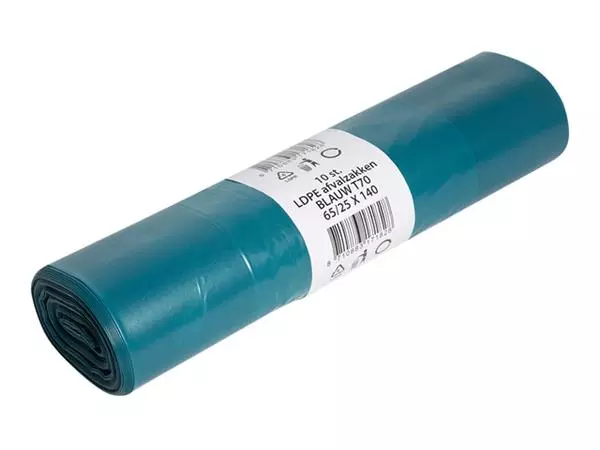 Afvalzak Powersterko LDPE T70R 65/25x140cm 240L blauw
