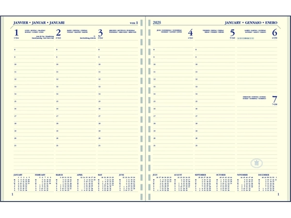 Een Agendavulling 2025 Ryam Executive A5 7dagen/2pagina's staand koop je bij NiceSupplies.nl