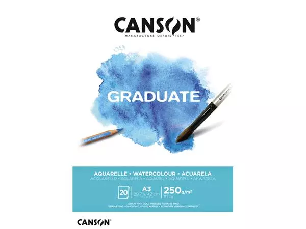 Een Aquarelblok Canson Graduate A3 250gr 20vel koop je bij L&N Partners voor Partners B.V.