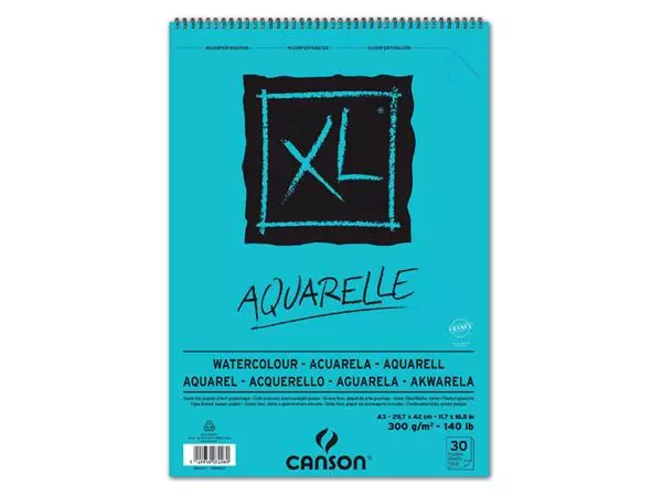 Een Aquarelblok Canson XL A3 30v 300gr spiraal koop je bij EconOffice