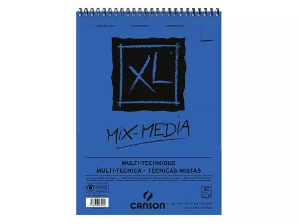 Een Aquarelblok Canson XL Mix Media A3 300gr 30vel spiraal koop je bij Van Leeuwen Boeken- en kantoorartikelen