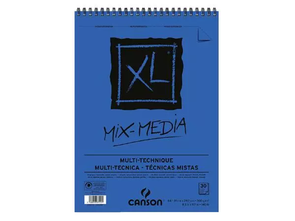 Een Aquarelblok Canson XL Mix Media A4 300gr 30vel spiraal koop je bij Totaal Kantoor Goeree
