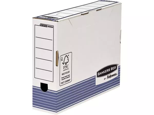Een Archiefdoos Bankers Box System A4 80mm wit blauw koop je bij Van Hoye Kantoor BV