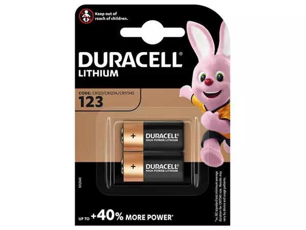 Een Batterij Duracell 2xCR123 high power lithium koop je bij Van Leeuwen Boeken- en kantoorartikelen